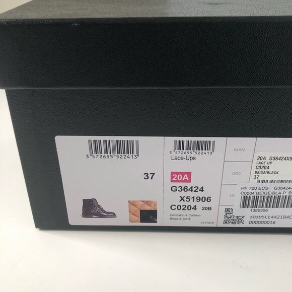 Chanel Quilted CC Chain Logo Lambskin Calfskin Cap Toe Combat Short Boots 37 - Picture 12 of 12